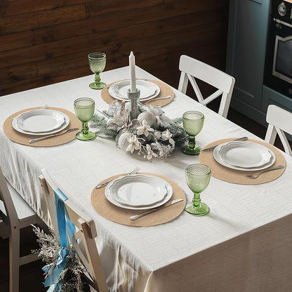 Kochorie 25 Pieces Burlap Placemats 11.8 Inch Round Reusable Brown Table Mats Natural Jute Fibers Placemats Bulk Circle Rustic Table Decorations for Dining Wedding Holiday Farmhouse Supplies