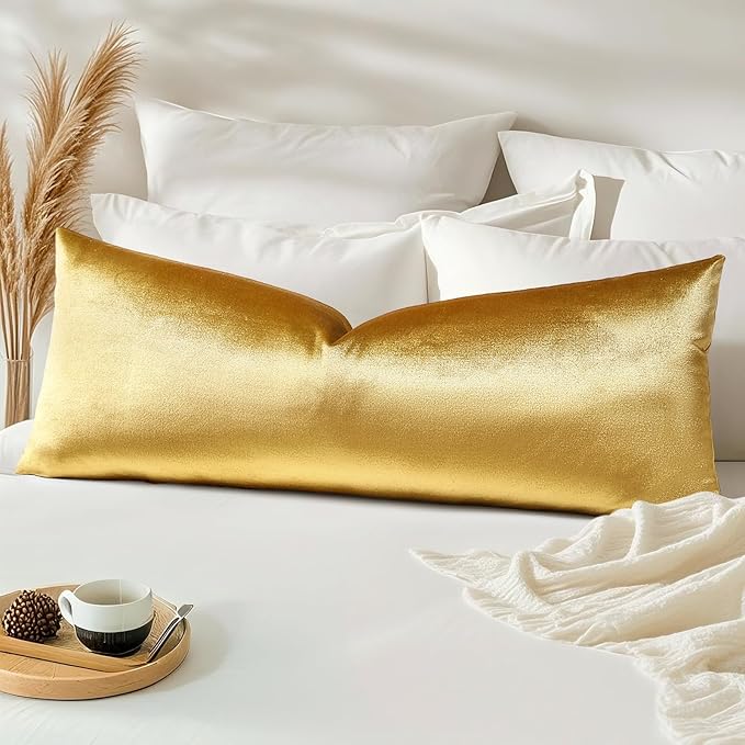 Artscope Luxury Velvet Pillow Covers Super Soft Decorative Rectangle Throw Pillow Covers Case Cushion Covers for Sofa Couch Bedroom Car Decor 14x36 Inch Shimmery Gold