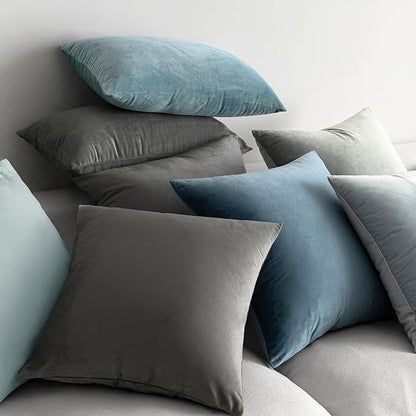 MIULEE Velvet Throw Pillow Covers 22x22 Inch, Pack of 2 - Dark Grey, Soft Solid Decorative Pillow Covers Cushion Cases Modern Luxury Home Decor for Couch Sofa Bedroom Livingroom