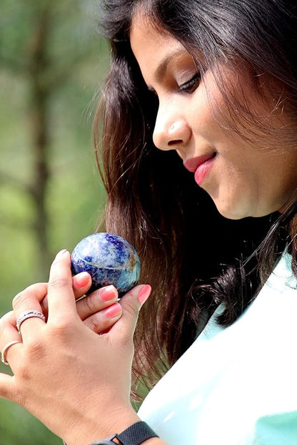 Jet Sodalite Crystal Ball 50-55 mm – Natural Healing Gemstone Sphere for Positive Energy, Meditation, Reiki, Chakra Balancing, Home Décor & Collectible Crystal