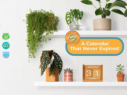BSIRI Desk Calendar Decor Perpetual Gifts Dad Gifts Mom Office Block Kitchen Home Gifts Monthly Small Planner Family Birthday Calendar Tags Million Years Wood