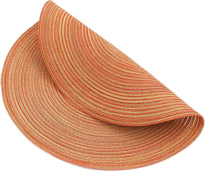 SHACOS Round Braided Placemats Set of 6 Fall Place Mats Washable Polyester 15 inch Round Table Mats for Dining Table Wedding Party Decor (Fall Color Mix, 6)