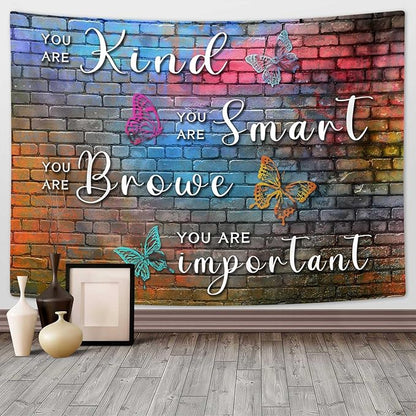 DYNH Colorful Mental Health Tapestry,Hip Hop Disco Graffiti Rainbow Wall Hanging,Inspirational Wall Blanket Decor for Counseling Therapy Office Bedroom,80x60In