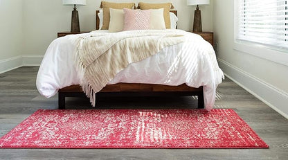 Rugs.com Arlington Collection Rug – 8 Ft Runner Pink Medium-Pile Rug Perfect for Hallways, Entryways