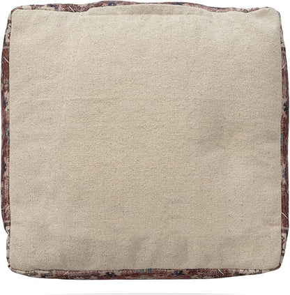 LR Home Vintage Medallion Indoor Medium Pouf Ottoman | Polyester Pouf for Home Decor | Foot Rest for Living Room, Bedroom & Dorm | 18 x 18 x 18 Stuffed Ottoman for Seating | Rust/Navy