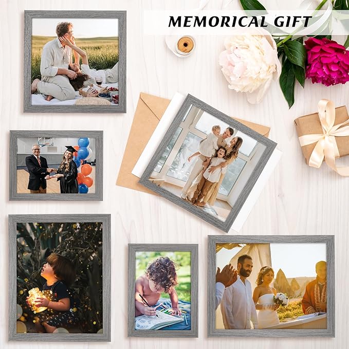 11x14 Frame Distressed Gray, Rustic 14x11 Picture Frame Grey, Art Pic Poster Frame, 11 by 14 Wall Hanging/Tabletop, Horizontal/Vertical Display Gallery Family Wedding Memorial Pic Frame Gift
