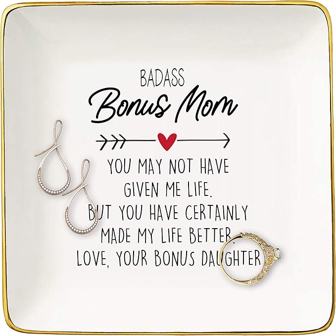 Mother's Day Gift for Bonus Mother-in-Law Step Mom from Son or Daughter -Birthday Christmas Gift for Unbiological Mom-You May Not Have Given Me Life-Jewelry Holder Ring Dish Trinket Tray