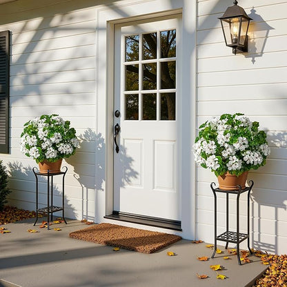 Artificial Flowers for Outdoors 4PCS Artificial Geraniums for Indoor Fake Flowers 17.7In Uv Resistant Artificial Outdoor Flowers Suitable for Indoor Home Decor Outdoor Garden Decoration,White
