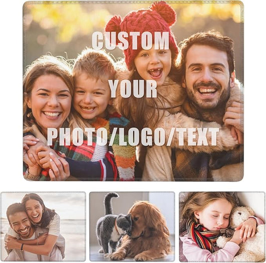 Custom Mouse Pad, Personalized Mouse Pad with Your Photo Text Logo, Customized Non-Slip Mousepad for Home Office and Computer Gaming Desk