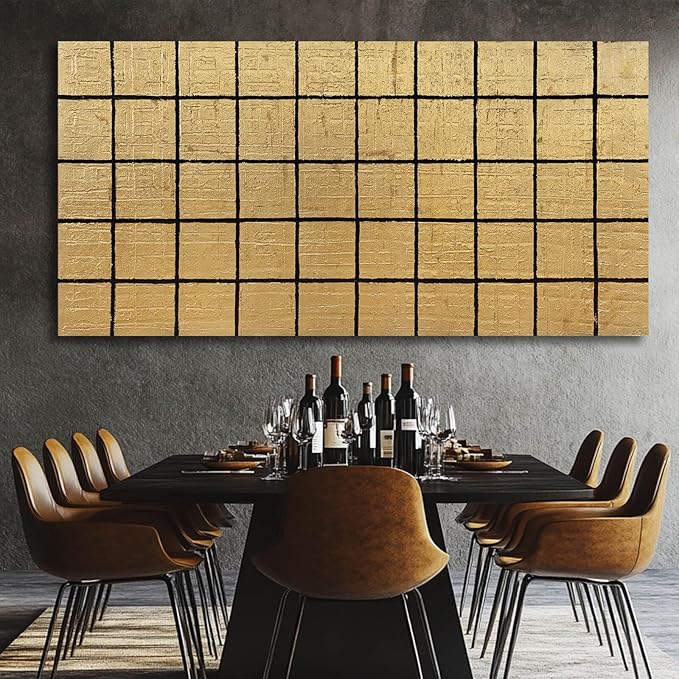 YJYart Abstract Wall Decor Block Canvas Wall Art Line Decorative Painting 29"X58" Paintings for Living Room Pictures for Dining Room