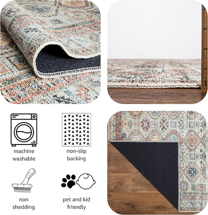 Keen Home Design 2x3 Rug - Machine Washable Entry Rug with Non-Slip Backing, Ideal for Enteryway, Kitchen, Bathroom, Laundry Room - Vintage, Easy Clean, Durable, Low Pile Rug - (2' x 3')
