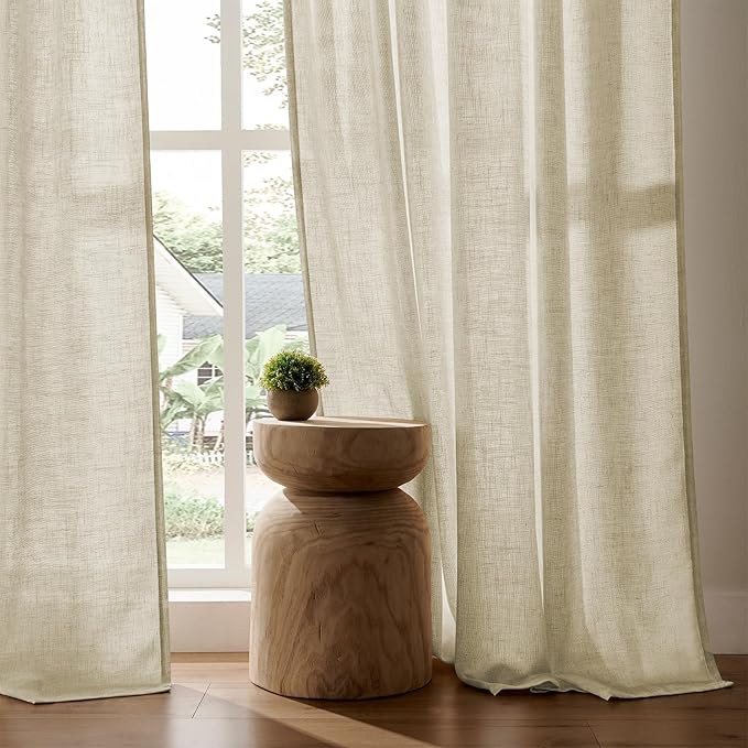 Joydeco Linen Curtains 84 Inch Length 2 Panel Sets,Light Filtering Curtains for Bedroom 100 Inch Wide Living Room Drapes with Back Tabs & Rod Pockets (W100 x L84 Inch, Linen)