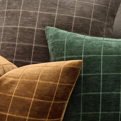 MIULEE Decorative Chenille Check Throw Pillow Covers Vintage Plaid Couch Pillows 22x22 Inch Set of 2 Neutral Boho Cushion Covers Modern Spring Home Decor for Sofa Bed Living Room Moss Green