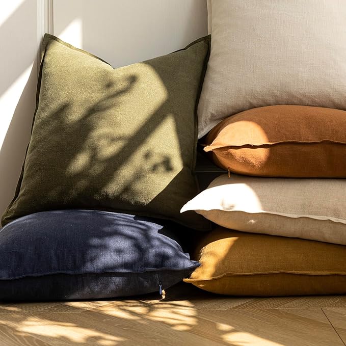 Foindtower Pack of 2, Decorative Linen Soild Throw Pillow Covers Soft Accent Cushion Case Boho Farmhouse Pillowcase for Chair Couch Sofa Bedroom Living Room Home Decor 20 x 20 Inch Honey Mustard