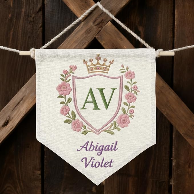 3 Pack Blank Hanging Banner for DIY Crafts，Cotton Canvas Pennant Flags with Wooden Rods, Small Wall Hanging Sign for Wedding, Party, Home Decoration, Paintable Embroidery Friendly