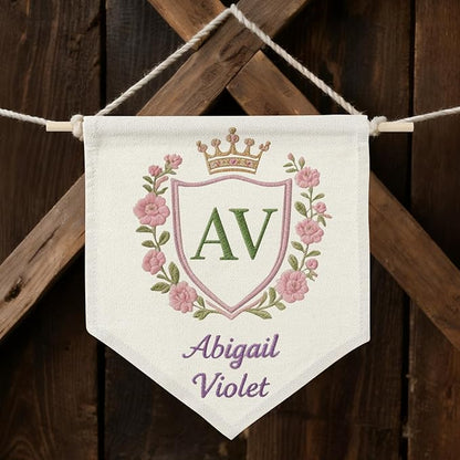 3 Pack Blank Hanging Banner for DIY Crafts，Cotton Canvas Pennant Flags with Wooden Rods, Small Wall Hanging Sign for Wedding, Party, Home Decoration, Paintable Embroidery Friendly