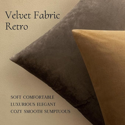 MIULEE Pack of 2 Decorative Polyester Pillow Covers Soft Square Throw Pillow Covers Solid Cushion Covers Pillow Cases for Sofa Bedroom Car 20 x 20 Inch 50 x 50 Cm Dark Coffee