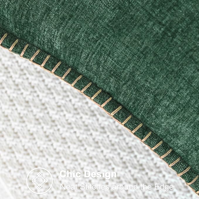 CaliTime Christmas Throw Pillow Covers Decorative 12 X 20 Inches Pack of 2 Cotton Thread Stitching Edges Solid Dyed Soft Chenille Cushion Cases for Couch Sofa Bed Living Room Farmhouse Dark Green