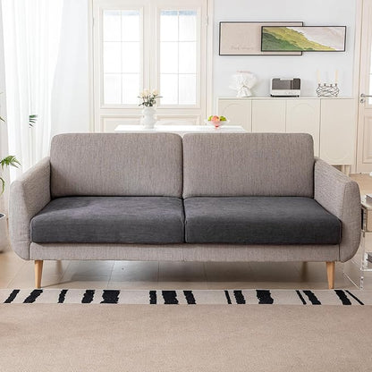 Individual Couch Cushion Covers, Non-Fuzzy Chenille Sofa Covers for Seat Cushions, Clean Look, Durable Stretch Fit Couch Slipcovers for Sectional and L Shaped Sofas (2 Piece, Grey)