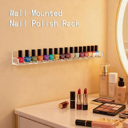 4 Pack Clear Nail Polish Rack Wall Mounted,15 inch Invisible Acrylic Floating Bookshelf,Small Toy Storage Wall Shelf Modern Picture Ledge Vinyl Record Display Shelf Holder