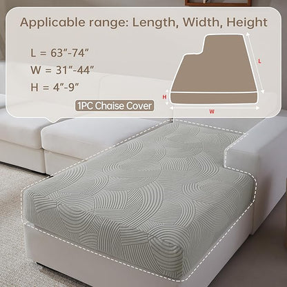 Couch Cushion Covers for Sectional and L Shaped Sofa, Stretch Soft Sofa Covers Washable Wear Resistant Slipcovers Furniture Protector Pet-Friendly (1PC L Chaise Cover, Light Gray)