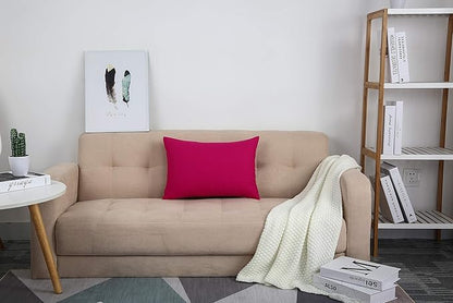 TangDepot Cotton Solid Throw Pillow Covers, 12" x 20" , Brilliant Rose, 1 Count (Pack of 1)