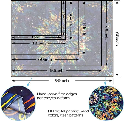 Fowocu Boho Floral Mandala Tapestry for Bedroom Aesthetic Blue Bohemian Colorful Flower Wall Tapestry Purple Hippie Indian Extra Large Tapestries Wall Hanging for Living Room Dorm Decor 90 x 68 Inch