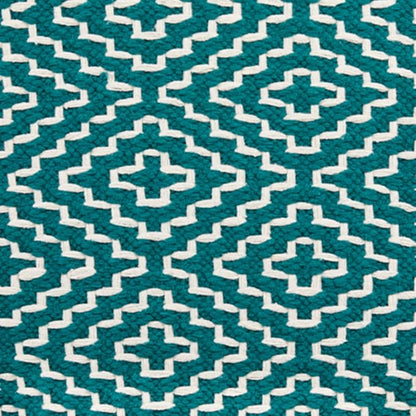 Signature Design by Ashley Brynnsen Casual Handwoven Geometric Pouf, Green & White