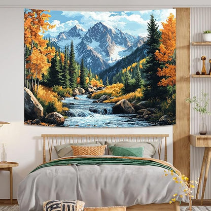 kampdream Landscape Tapestry, Scenery Art Wall Tapestries, Nature Wall Decor for Bedroom Living Room Backdrop Colorado Peak Mountain Art 44×60 inches