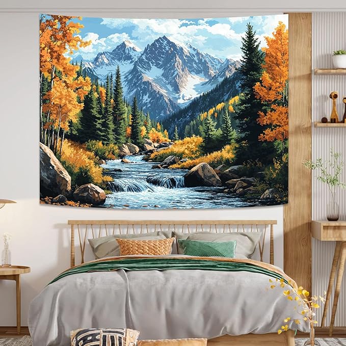 kampdream Landscape Tapestry, Scenery Art Wall Tapestries, Nature Wall Decor for Bedroom Living Room Backdrop Colorado Peak Mountain Art 36×48 inches