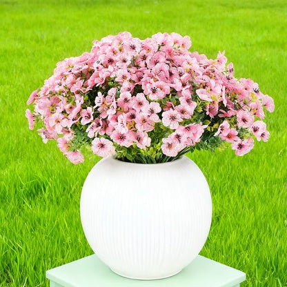 Artificial Flowers for Outdoor Indoor Realistic Faux Flower Spring Summer Garden Home Decoration, Hanging Daisy Flower with Eucalyptus Leaves Fake Plants Greenery Balcony Porch Patio Front Door Decor