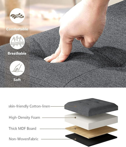 Folding Storage Ottoman Bench, Multi-Functional Ottoman Footrest, End of Bed Bench, Storage Chest for Living Room, Bedroom, Hallway, Entryway, Holds Up to 300 lbs (Dark Gray, 15 Inches)