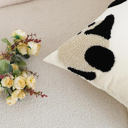LIGICKY Panda Throw Pillow Cover White Velvet Cushion Cover Neutral Accent Tufted Animal Print Pillowcase Solid Decorative Soft Rectangle Cushion Case for Sofa Bedroom Party Décor, 12 x 20inch