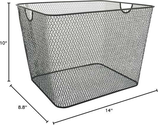 YBM Home Kitchen Pantry Organizer Wire Basket for Shelves, Cabinets, Pantry, Countertop, Mesh Open Storage Bin Metal Basket for Organizing Food Supplies