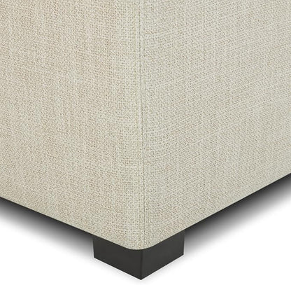 CHITA Storage Ottoman Cube with Tray Lid, Small Footstool with Storage, Square End Table for Living Room and Bedroom, Fabric in Linen