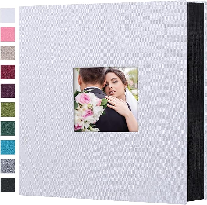 Mublalbum Photo Album 4x6 1000 Photos Linen Cover Large Picture Book Holds Horizontal and Vertical Pockets for Wedding Family Anniversary and Baby (White)