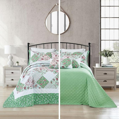 Oversized King Bedspread, Reversible, 6 Piece, 100% Microfiber, King/Cal King, Rose