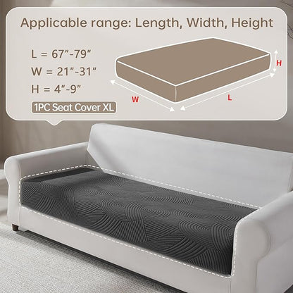 Couch Cushion Covers for Sectional and L Shaped Sofa, Stretch Soft Sofa Covers Washable Wear Resistant Slipcovers Furniture Protector Pet-Friendly (1PC X Large Sofa Cover, Dark Gray)