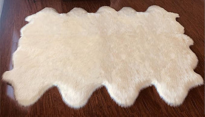 Free Shape Luxury Soft Fluffy Shag Area Rug Octo 8 Pelts 6'x8',180x240 cm - Vegan Fur Ultra Soft Indoor Carpet Nursery Rugs for Bedroom Home Decor, White