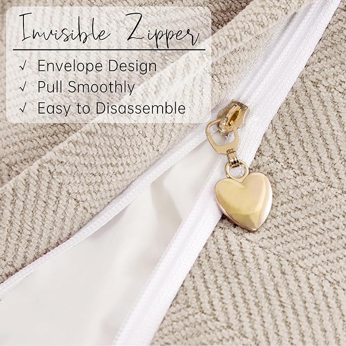 ZWJD Beige Pillow Covers 22x22 Set of 2 Chenille Throw Pillow Covers with Elegant Design Soft and Luxurious Decorative Throw Pillows for Couch, Bed, and Home Decor