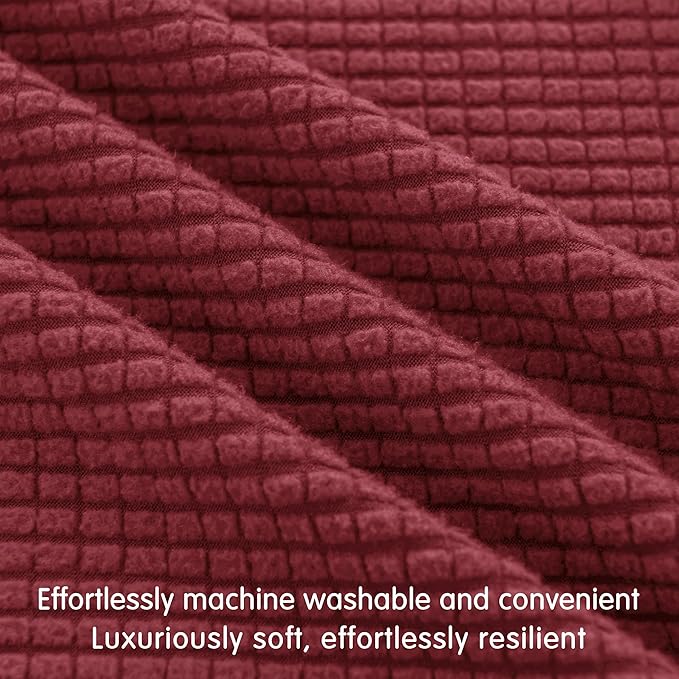 Hokway Couch Cushion Covers Christmas Wine Red Stretch Cushion Covers Sofa Seat Cushion Slipcover Cushion Protector(Wine, Medium)