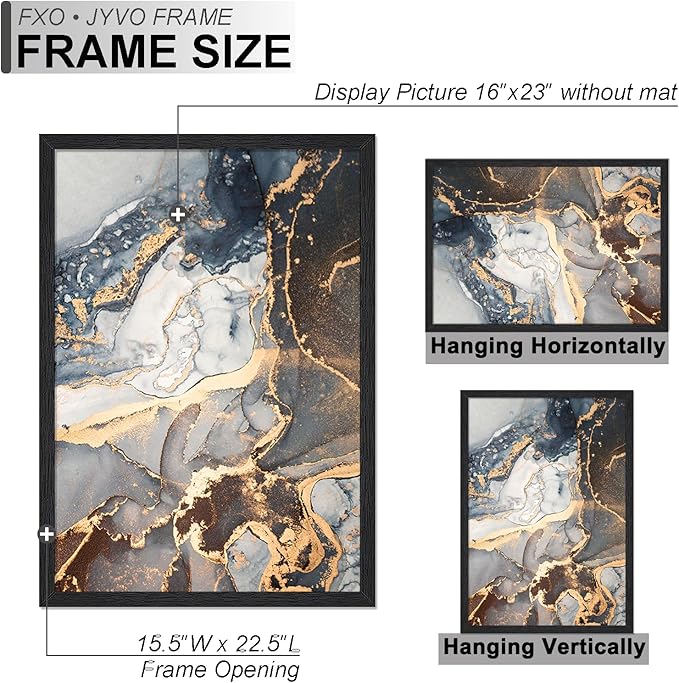 Engineered Wood 16x23 Picture Frame Set of 6, Black Frame for 16 x 23 Inch Picture Poster Photo, Light Weight 16 by 23 Frame with Wood-grain for Wall - 6 Pack/Black/16 x23