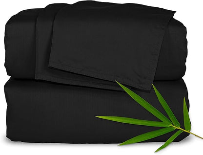 Pure Bamboo California King Sheets, Genuine 100% Organic Viscose Derived from Bamboo Bed Sheet Set, Soft & Cooling, Double Stitching, 2 Year Quality Promise (California King, Black)