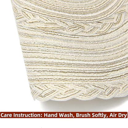 SHACOS Round Placemats Set of 4 Boho Braided Border Place Mats for Dining Tables Wedding Holiday Party (Ivory Bordered, 4)