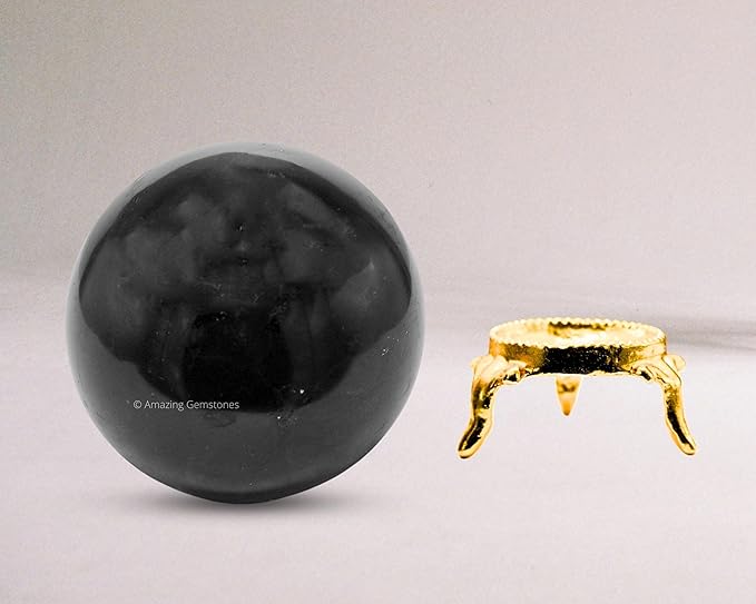 Amazing Gemstone Black Tourmaline Crystal Ball with Stand - 3" Inches Large Crystal Sphere Meditation Balls for Witchcraft and Decorative Balls