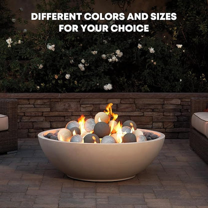 Stanbroil Ceramic Balls - 6" Round Fire Stones for Fire Pit Fire Bowl and Fireplace - Set of 4, Black