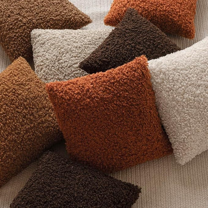 Foindtower 2 Pieces 26x26 Inch Burnt Orange, Faux Fur Throw Pillow Cover Accent Sherpa Furry Pillow Cover Fuzzy Soft Pillowcases Cozy Sheepskin Decorative Fleece Cushion Case for Bed Couch Living Room
