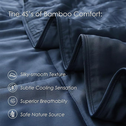 EP Mode Lightweight Quilt Blanket for Summer, Viscose from Bamboo Fabric & Filling, Natural, Breathable & Machine Washable- Navy Blue, King
