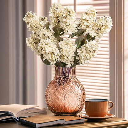 Hydrangea Artificial Flowers,Fall Hydrangeas Artificial Flowers, Fake Fall Dried Hydrangea Decoration,Faux Silk Flower with Stems Winter Decor Without Vase（Cream White 8PCS