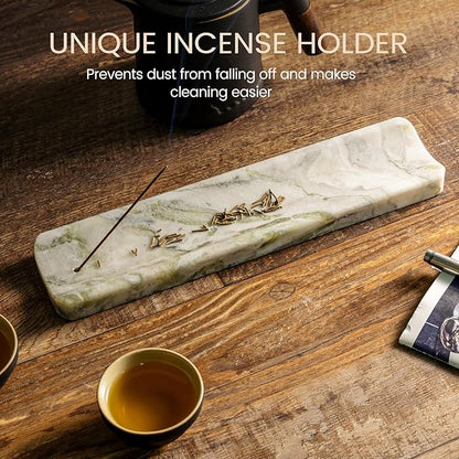 Koville Marble Incense Holder, Incense Holder for Sticks, Incense Sticks Holder Ash Catcher for Meditation Yoga SPA, Natural Stone Incense Burner, Home Table Decor (Bianco Palomino)